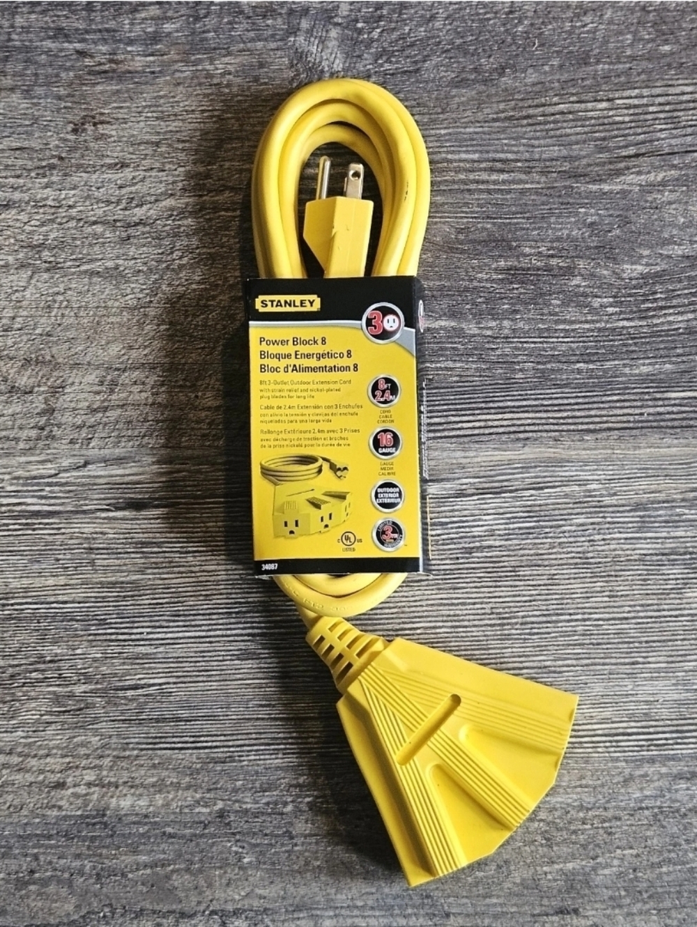 Stanley Power Block 3 Prong/ 8 Feet